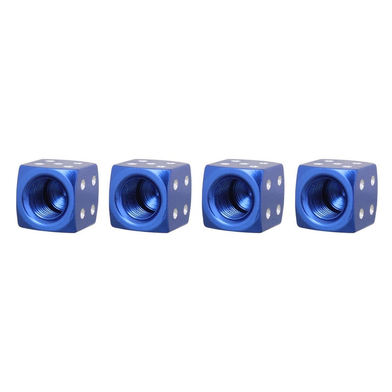 TOMALL 4pcs Tyre Valve Stem Caps for Universal Car Motorcycle Bike Aluminum Alloy Dice Style Blue - Image 4